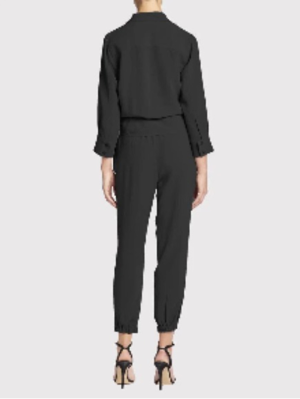 Brochu Walker Anze Black Belted Jumpsuit Tapered Leg Designer Size Medium - Picture 6 of 10